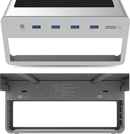 Monitorstandaard – Schermverhoger – Draadloze Oplader – USB 3.0 HUB – Zwart-Monitorstandaard-Ilumina Benelux