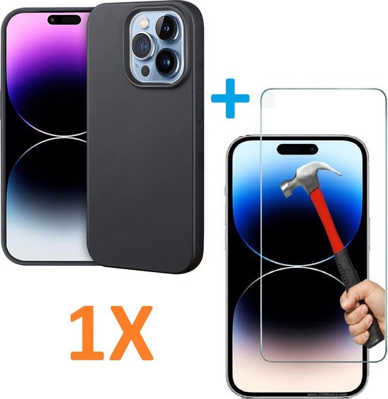 iPhone 14 Plus Hoesjes – Soft TPU Siliconen Backcover – Inclusief Screenprotector – Schokbestendig – Zwart-Ilumina Benelux