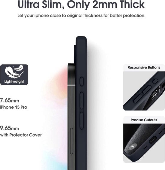 iPhone 15 Pro Max Hoesjes – Liquid Siliconen Backcover – TPU Flexibel – Camera Allround Bescherming – Zwart-Ilumina Benelux