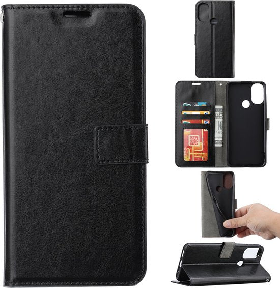 Motorola Moto G22 Hoesjes – Portemonnee Hoes – Pasjeshouder – Inclusief Screenprotector – Zwart-Ilumina Benelux