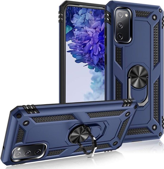 Samsung Galaxy S20 Hoesjes – Anti-Shock Hybride Ring Armor Backcover – Schokbestendig – Blauw-Ilumina Benelux