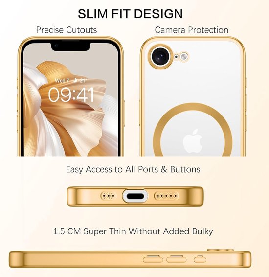 iPhone 16e Hoesjes – MagSafe Compatible Backcover – Ingebouwde Camerabescherming – Goud-Ilumina Benelux