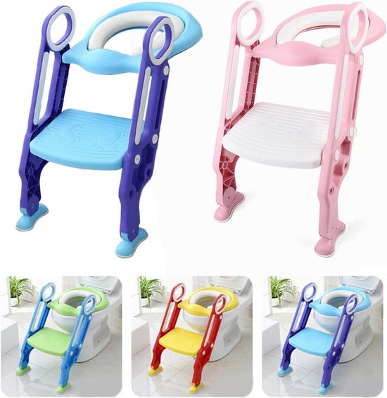 Toilettrainer met trapje – WC verkleiner met opstapje – Antislip – Voor kinderen 2-7 jaar – Roze/Wit-Toiletverkleiner-Ilumina Benelux