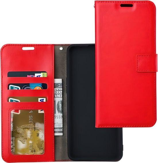 Sony Xperia 10 II Hoesjes – Bookcase Portemonnee Cover – Pasjeshouder – Magneetsluiting – Rood-Ilumina Benelux