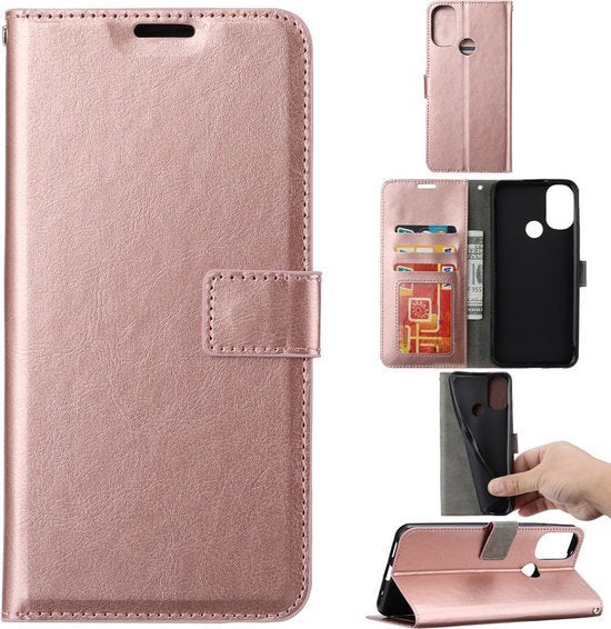 Motorola Moto E20/E30/E40 Hoesjes – Portemonnee Book Case – Pasjeshouder – Magneetsluiting – Roségoud-Ilumina Benelux