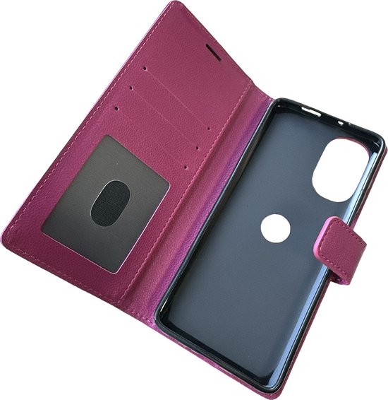 Motorola Moto G62 5G Hoesjes – Portemonnee Bookcase – Pasjeshouder – 2x Gehard Glas – Roze-Ilumina Benelux
