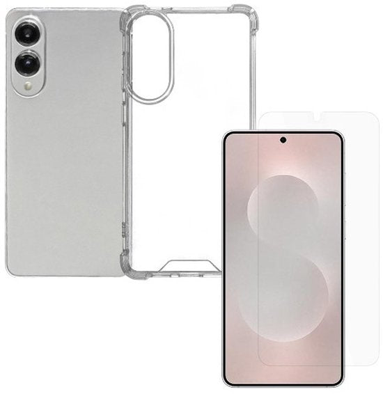 Shockproof Hoesje Geschikt voor: Samsung Galaxy S25 Edge - Anti -Shock Silicone - Transparant + 1x Screenprotector