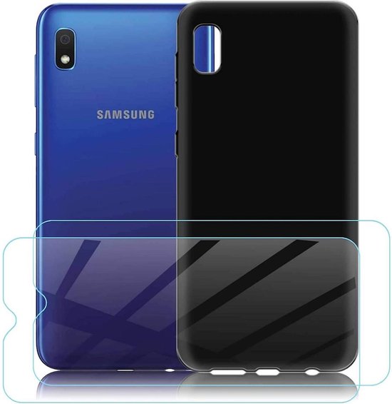 Samsung Galaxy A10e Hoesjes – Soft TPU Siliconen Backcover – 2x Gehard Glas Screenprotector – Zwart-Ilumina Benelux