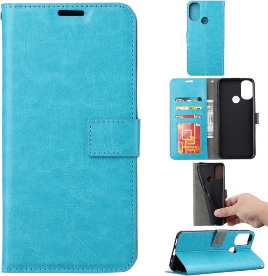 Motorola Moto E20/E30/E40 Hoesjes – Portemonnee Book Case – Pasjeshouder – Magneetsluiting – Turquoise-Ilumina Benelux
