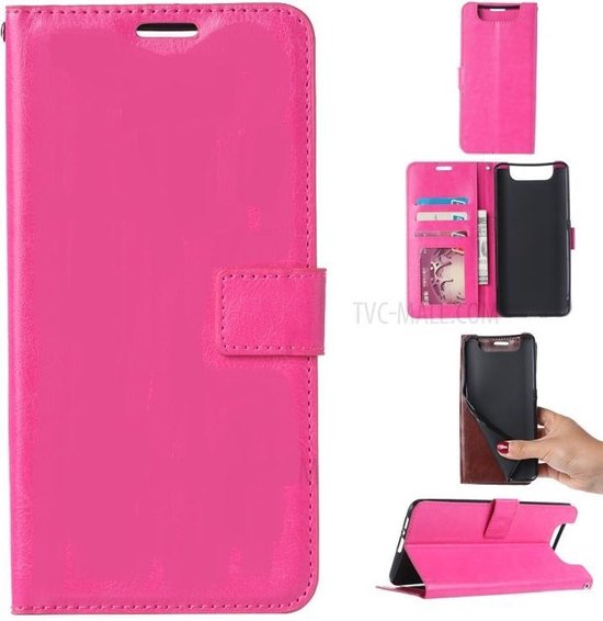 Samsung Galaxy A80 Hoesjes – Portemonnee Hoes – Pasjeshouder – Magneetsluiting – Roze-Ilumina Benelux