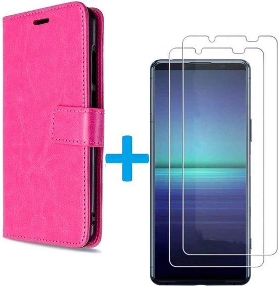 Sony Xperia 5 II Hoesjes – Book Case – Magneetsluiting – Inclusief 2x Screenprotector – Roze-Ilumina Benelux