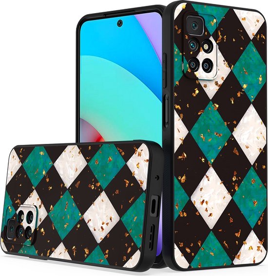 Xiaomi Redmi 10 2022 Hoesjes – Siliconen Backcover – Marmer Print – Groen-Ilumina Benelux