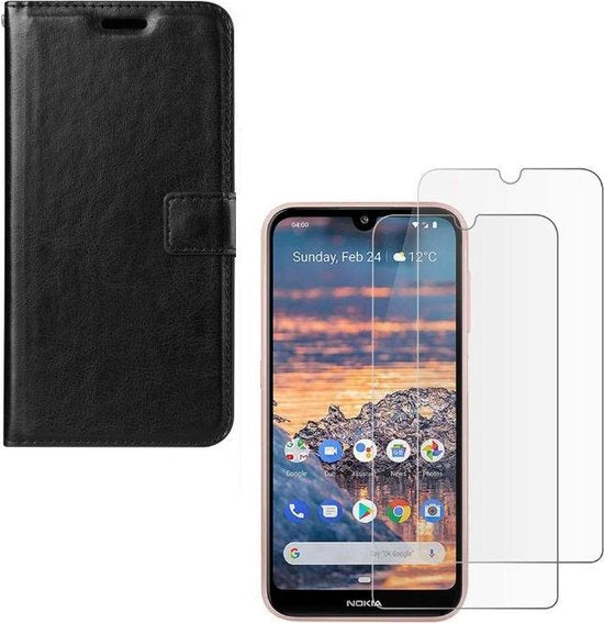 Nokia 3.2 Hoesjes – Portemonnee Hoes – Pasjeshouder – 2x Screenprotector – Zwart-Ilumina Benelux