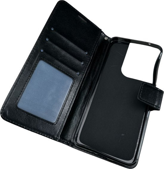 Oppo Reno 8 5G Hoesjes – Portemonnee Book Case – Pasjeshouder – Magneetsluiting – Zwart-Ilumina Benelux