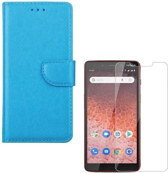 Nokia 1 Plus Hoesjes – Portemonnee Hoes – Pasjeshouder – 2x Screenprotector – Turquoise-Ilumina Benelux