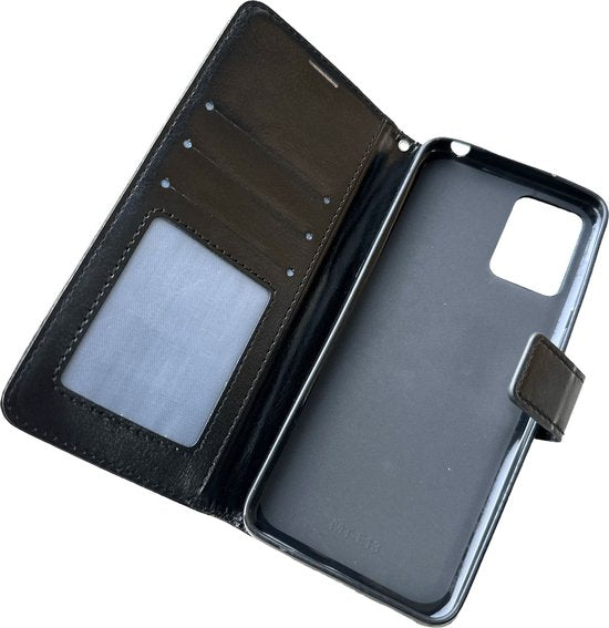 Motorola Moto G73 Hoesjes – Portemonnee Bookcase – Pasjeshouder – 2x Gehard Glas Screenprotector – Zwart-Ilumina Benelux