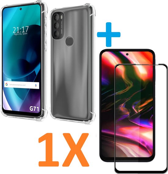 Motorola Moto G71 Hoesjes – Soft TPU Siliconen Backcover – Schokbestendig – Full Screenprotector – Transparant-Ilumina Benelux