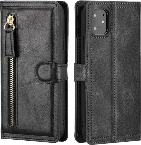 iPhone 12 Pro Max Hoesjes – Vintage Portemonnee Hoes – Pasjeshouder – Magneetsluiting – Zwart-Ilumina Benelux