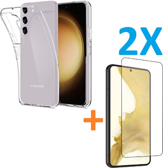 Samsung Galaxy S23 Plus Hoesjes – Transparante Siliconen Backcover – Inclusief 2x Screenprotector Gehard Glas – Anti Kras-Ilumina Benelux