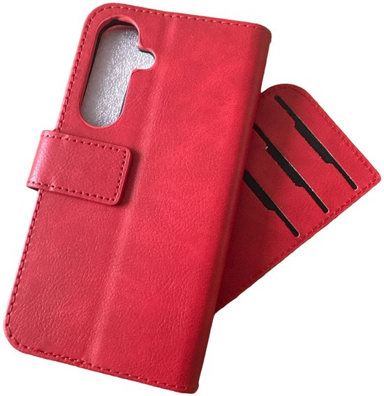 Multi Storage Wallet Hoesje Geschikt voor Samsung Galaxy S25 Plus - met 9 Pasjesvakken - Rood