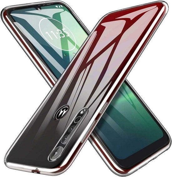 Backcover Hoesje Geschikt voor: Motorola Moto G8 Plus Hoesje Transparant TPU Siliconen Soft Case + 1X Screenprotector