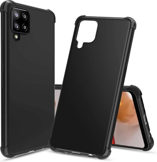 Shockproof Hoesje Geschikt voor: Samsung Galaxy A42 - Anti Shock Silicone Bumper - Zwart + 1X Screenprotector