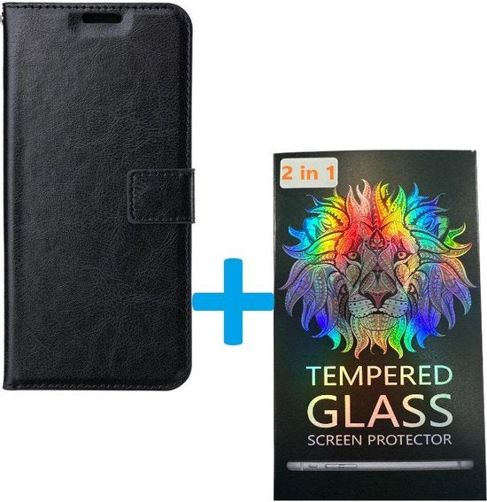 Samsung Galaxy S24 Ultra Hoesjes – Portemonnee Book Case – Pasjeshouder – 2x Screenprotector Gehard Glas – Zwart-Ilumina Benelux