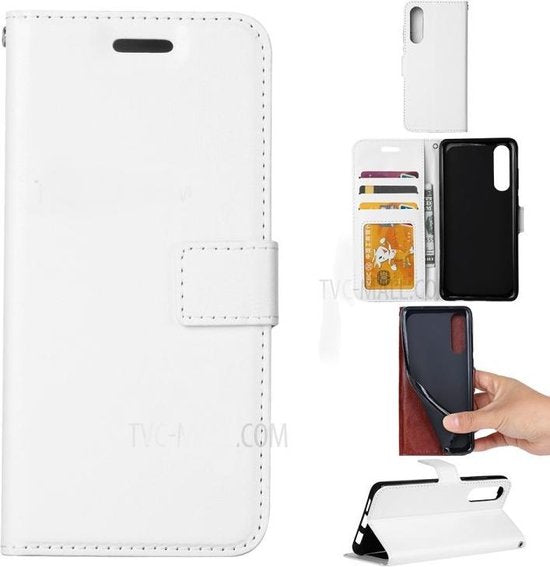 Samsung Galaxy A30 Hoesjes – Portemonnee Bookcase – Pasjeshouder – Magneetsluiting – Wit-Ilumina Benelux