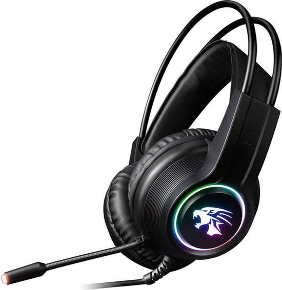 Gaming headset PC – Stereo met dual 3,5 mm jack + USB – 50 mm drivers – RGB – Noise cancelling – Zwart