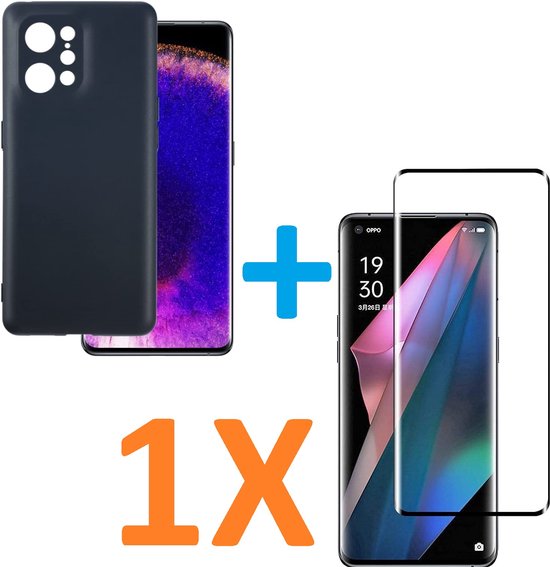 Oppo Find X5 Hoesjes – Soft TPU Siliconen Backcover + Screenprotector – Schokbestendig – Zwart-Ilumina Benelux