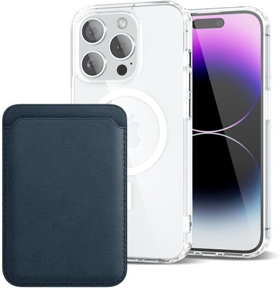 iPhone 14 Pro Max Hoesjes – Anti-shock Backcover met MagSafe – Magnetische Pasjeshouder – GroenBlauw-Ilumina Benelux