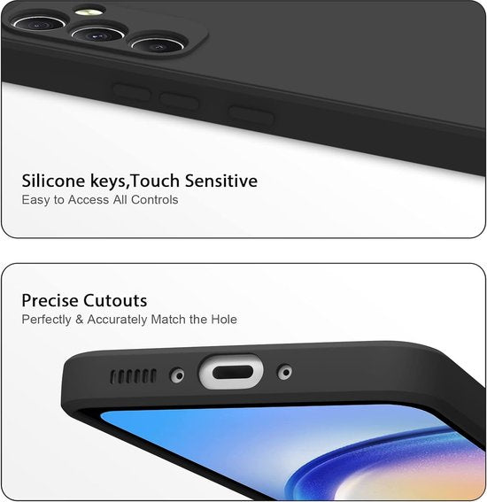 Samsung Galaxy A35 Hoesjes – Siliconen Backcover – Inclusief Screenprotector Gehard Glas – Schokbestendig – Zwart-Ilumina Benelux