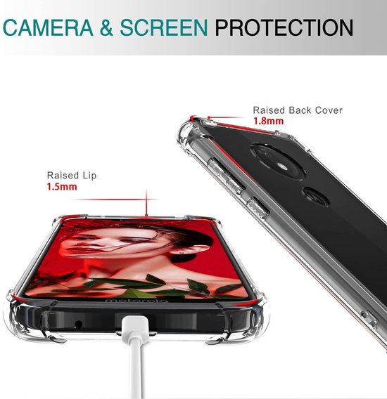 Motorola Moto G7 Power Hoesjes – Siliconen Backcover – Schokbestendig – Transparant – 2x Screenprotector-Ilumina Benelux