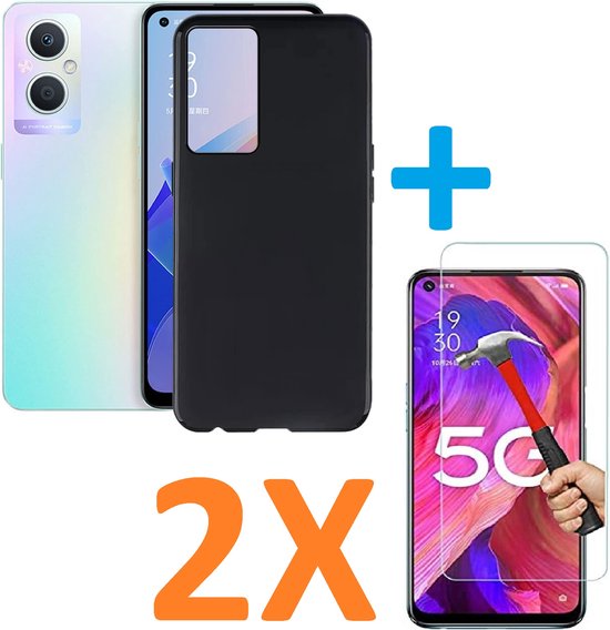 Oppo A96 Hoesjes – Soft TPU Siliconen Backcover – Schokbestendig – Inclusief 2x Screenprotector – Zwart-Ilumina Benelux