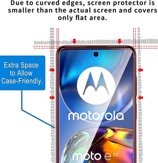 Screenprotector – Geschikt voor Motorola Moto E32/E32S – Gehard Glas 9H – Anti-kras – 3-Pack – Transparant