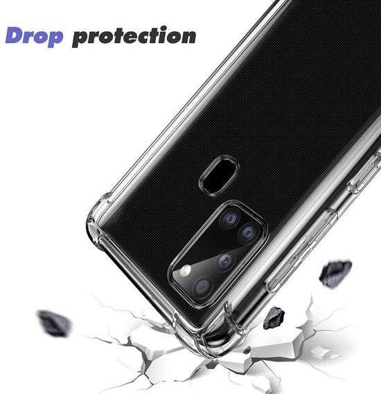 Samsung Galaxy A21S Hoesjes – Anti-Shock Hybride Backcover + 2x Gehard Glas Screenprotector – Transparant-Ilumina Benelux
