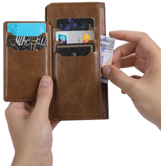 Samsung Galaxy S23 FE Hoesjes – Vintage Portemonnee Hoes – Pasjeshouder – Magneetsluiting – Donkerbruin-Ilumina Benelux
