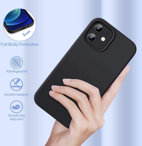 iPhone 12 Pro Hoesjes – Liquid Siliconen Backcover – Flexibel TPU – Schokbestendig – Zwart-Ilumina Benelux