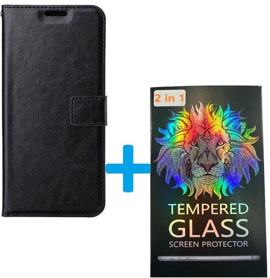 Samsung Galaxy A24 Hoesjes – Portemonnee Book Case – Pasjeshouder – 2x Gehard Glas Screenprotector – Zwart