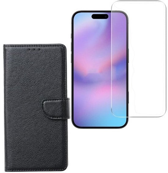 iPhone 16E Hoesjes – Bookcase – Magneetsluiting – Inclusief Screenprotector – Zwart-Ilumina Benelux