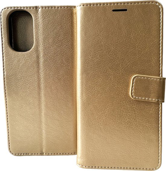 Motorola Moto E32 / E32s Hoesjes – Bookcase Portemonnee Hoes – Pasjeshouder – Magneetsluiting – Goud
