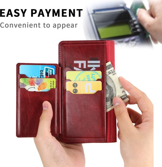 Samsung Galaxy S22 Plus Hoesjes – Bookcase Portemonnee – Ritssluiting – 5 Pasjeshouder – Rood-Ilumina Benelux