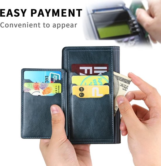 Premium Vintage Wallet Hoesje Geschikt voor Samsung Galaxy S23 - Blauw