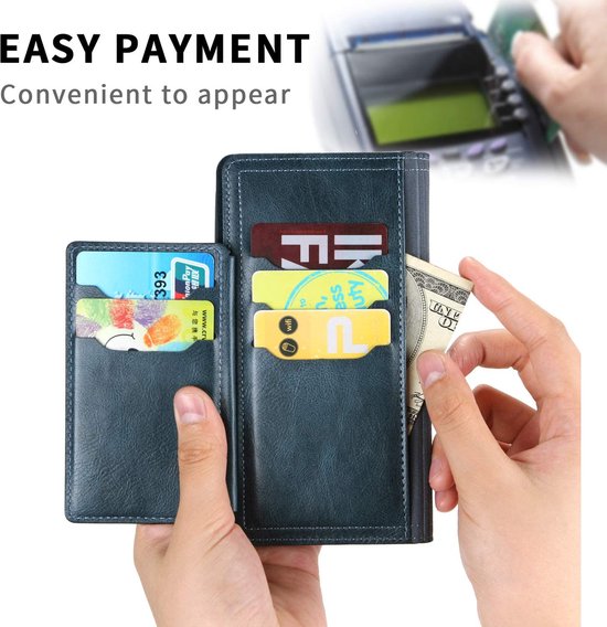 Premium Vintage Wallet Hoesje Geschikt voor Samsung Galaxy A03s - Blauw