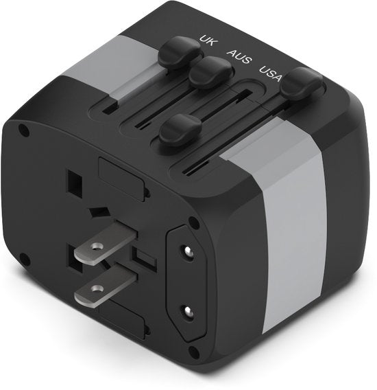 Universele Wereldstekker met 4 USB-C en USB Poorten - Internationale Reisstekker voor 150+ landen - EU - Engeland (UK) - Amerika (USA) - Australië - Azië - Zuid Amerika - Reis Adapter - Wereld Stekker - Oplader – Zwart