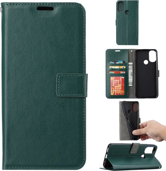 Motorola Moto G22 Hoesjes – Portemonnee Hoes – Pasjeshouder – Magneetsluiting – 1x Screenprotector – Groen-Ilumina Benelux