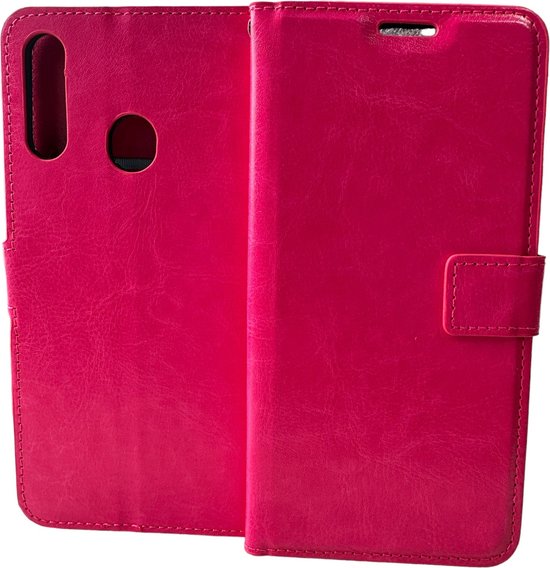 Samsung Galaxy A20S Hoesjes – Portemonnee Hoes – Pasjeshouder – 2 Pack Screenprotector – Roze-Ilumina Benelux