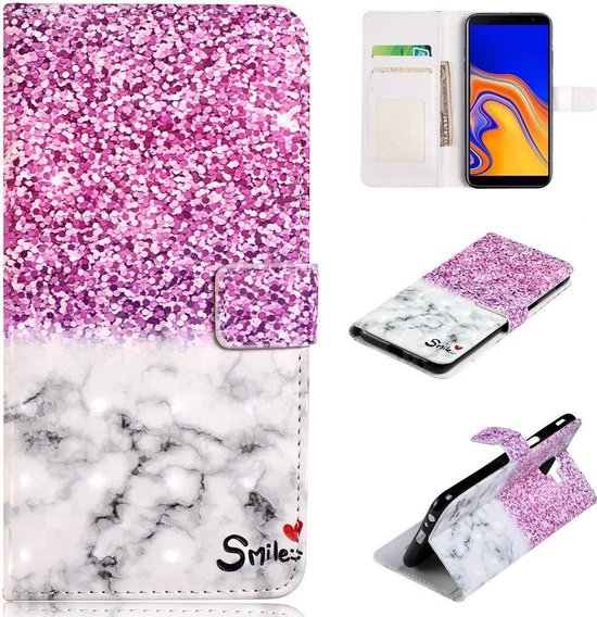 Bookcase Geschikt voor: Samsung Galaxy A6 Plus - Marble Smile - portemonnee hoesje
