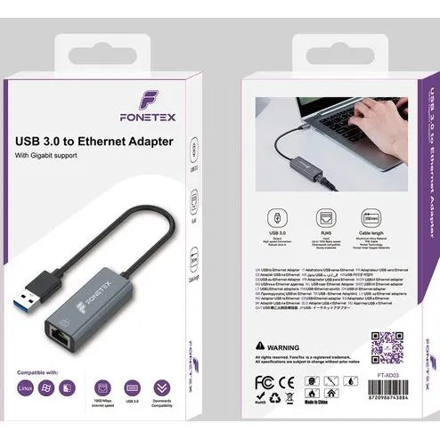 USB 3.0 naar Gigabit Ethernet Adapter - RJ45 LAN Netwerkadapter - 1000Mbps - USB-A naar Ethernet Converter - Aluminium Behuizing-Ilumina Benelux