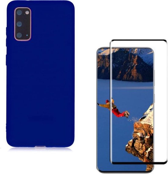 Samsung Galaxy S20 Plus Hoesjes – Liquid Siliconen Backcover – Soft Touch Flexibel – Inclusief Screenprotector – Azuurblauw-Ilumina Benelux